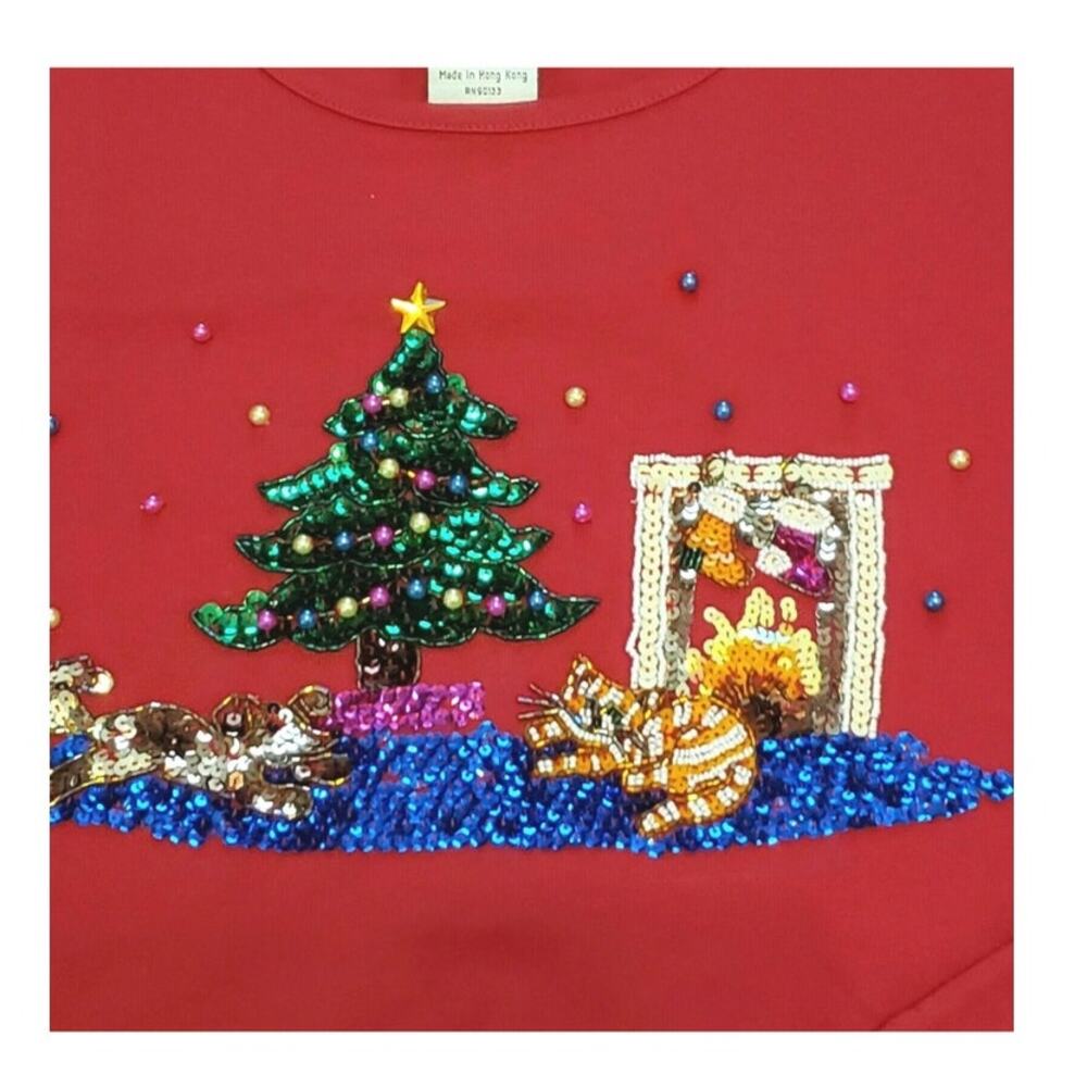 Vintage 1990s Quacker Factory Red Sequin Beaded C… - image 3